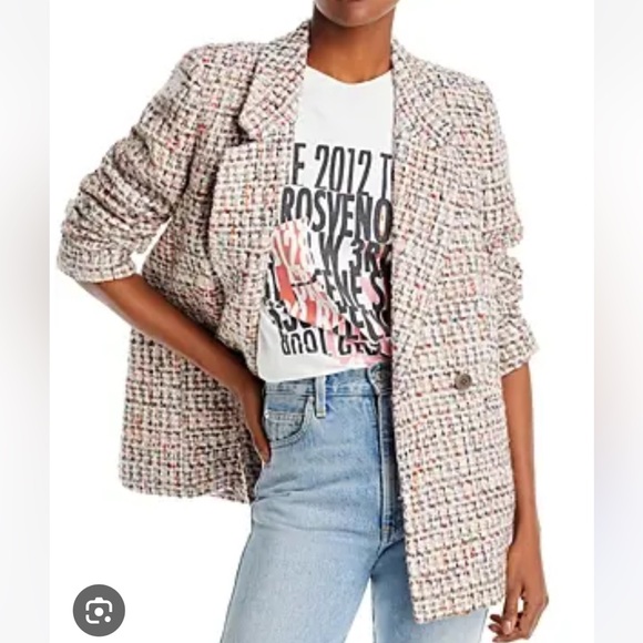 Anine Bing Diana Tweed Blazer Lavender Size Small NEW RARE - Picture 2 of 16